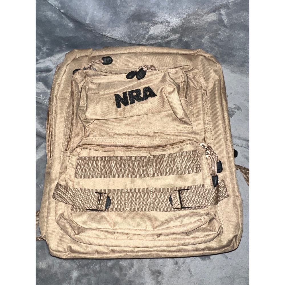 NRA Tactical Backpack Tan MOLLE Utility Daypack Travel Hiking Gear Bag Large